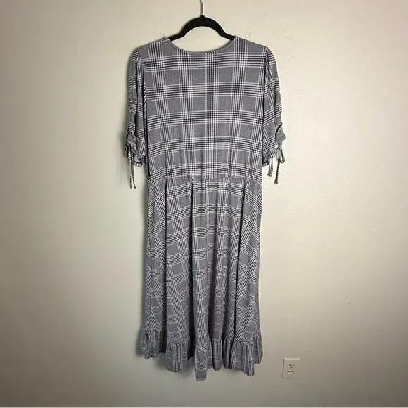 Torrid Purple Houndstooth Plaid Midi Studio Wrap Dress 2X 18491205 - Picture 8 of 15